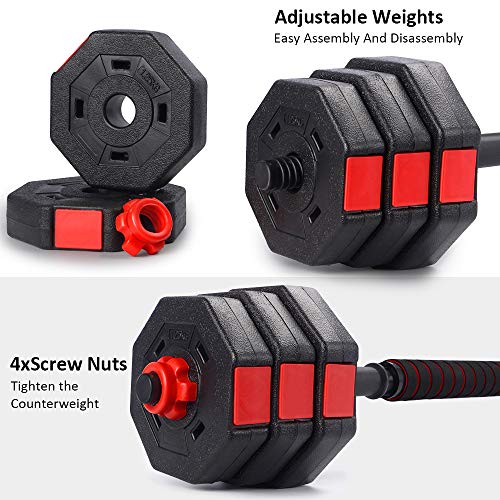Adjustable Dumbbell Set of 2, 66LB Barbell Weight Set with Connecting Rod for Home Gym E30460