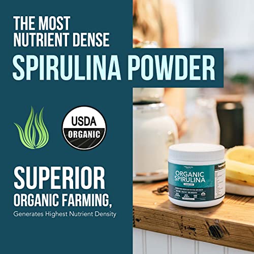 Organic Spirulina Powder by Parry® - Non-Irradiated, Vegan, 8 oz M2390