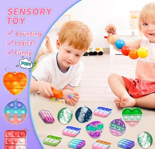 100pcs 2in Random Pop Bubble Fidget Sensory Toys for Party Favors and Classroom Prizes C85574