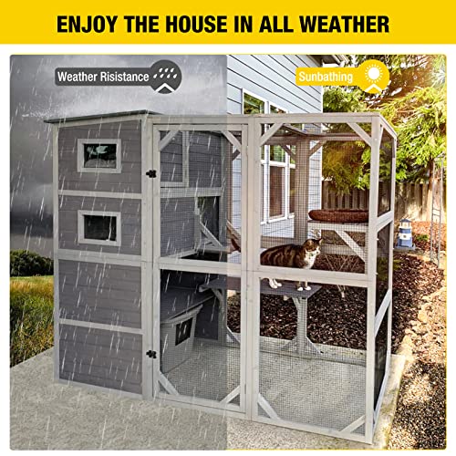 Aivituvin Large 4-Tier Catio Outdoor Indoor Cat Enclosure House with Weatherproof Roof W524