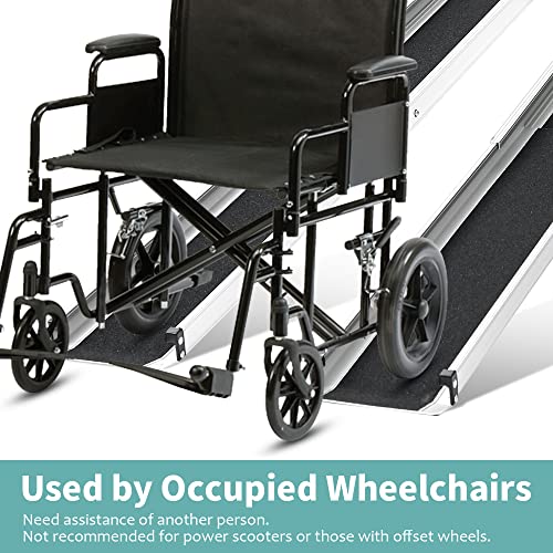 Adjustable Wheelchair Ramp 6FT Telescoping Portable Aluminum Non-Skid with Storage Bag (2 Pack) P4010