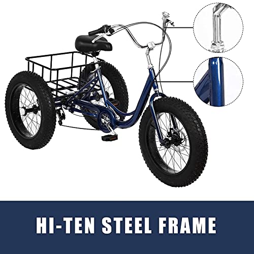 Adult Tricycle 7 Speed 20 Inch 3 Wheel Bike with Shopping Basket Q9086