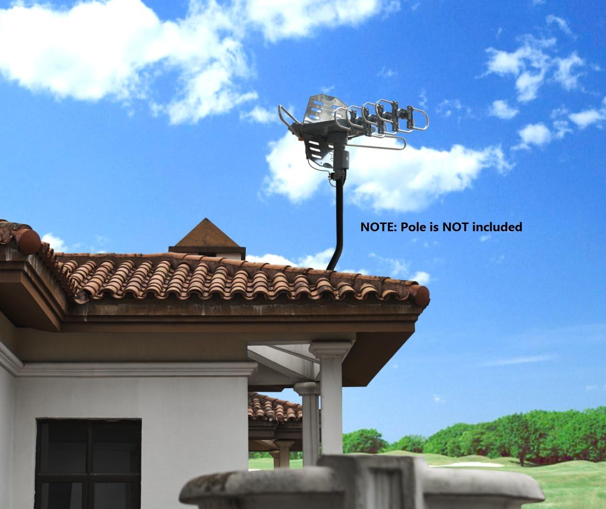 Amplified Outdoor HDTV Antenna 150 Miles, 360° Rotation, Supports 2 TVs Q693