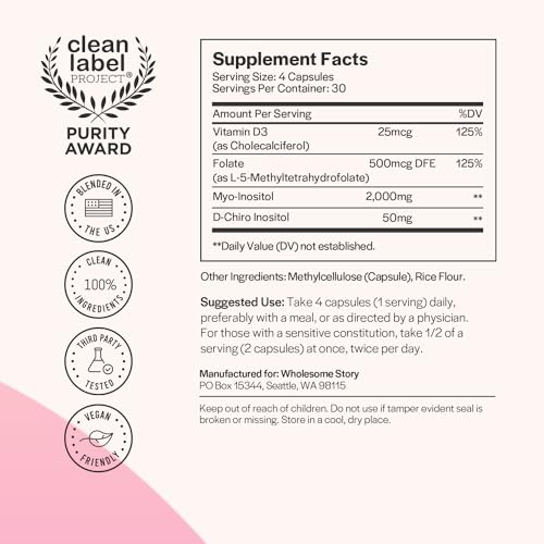 Myo-Inositol & D-Chiro Inositol Capsules with Folate and Vitamin D for Women Z343602