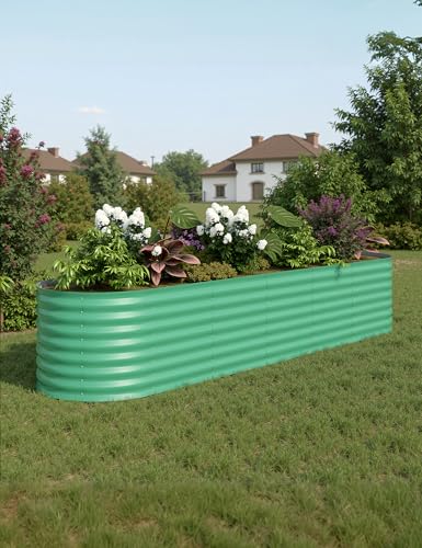 4x2x2Ft Oval Galvanized Steel Raised Garden Bed - Outdoor Metal Planter Box for Vegetables, Flowers, Herbs L43315