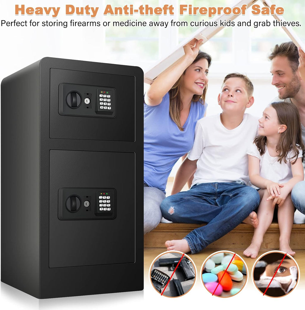 3.6 Cubic Fireproof Safe Box with Double Safe, Heavy Duty Security Home Safe D96247