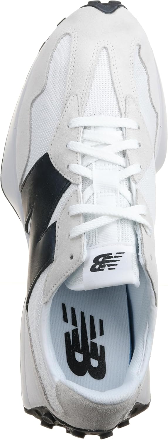 New Balance Men's 327 Sneaker, White with Black Q2145