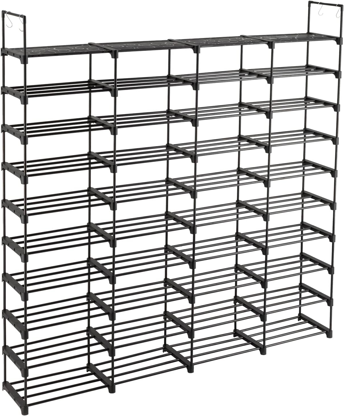 4 Row 10 Tier Large Metal Shoe Rack Organizer, Black K940252