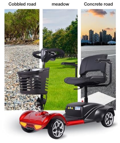 4 Wheel Mobility Scooter for Seniors with Lights, Collapsible Travel Scooter with Basket, Black C69422