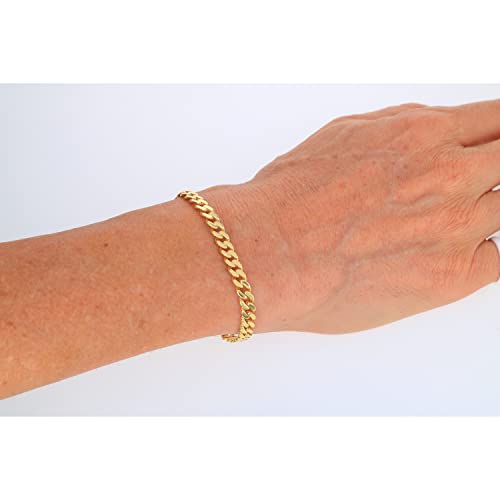 Nuragold 14k Yellow Gold 5mm Miami Cuban Link Chain Bracelet L637