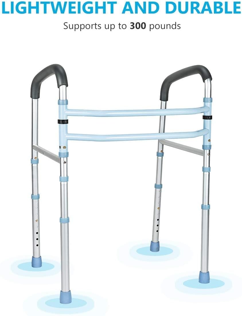OasisSpace Stand Alone Toilet Safety Rail and Folding Shower Commode Wheelchair E333060