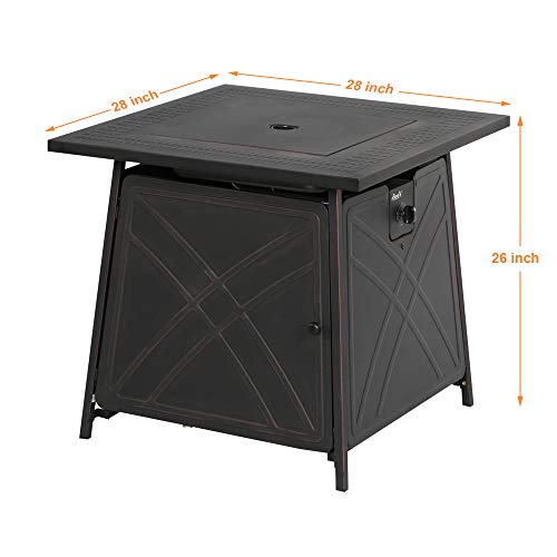 BALI OUTDOORS 50000 BTU Propane Fire Pit Table with Lid, 28 inch, Black Y709007