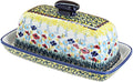 Blue Rose Polish Pottery Prairie Garden Butter Dish