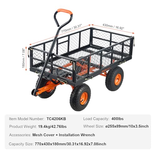 VEVOR 400lbs Steel Garden Dump Cart with Removable Sides Z97756