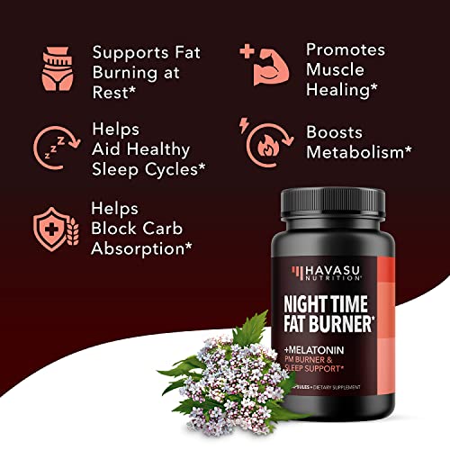 HAVASU NUTRITION Night Time Fat Burner Sleep Supplement, 60 Pills H507