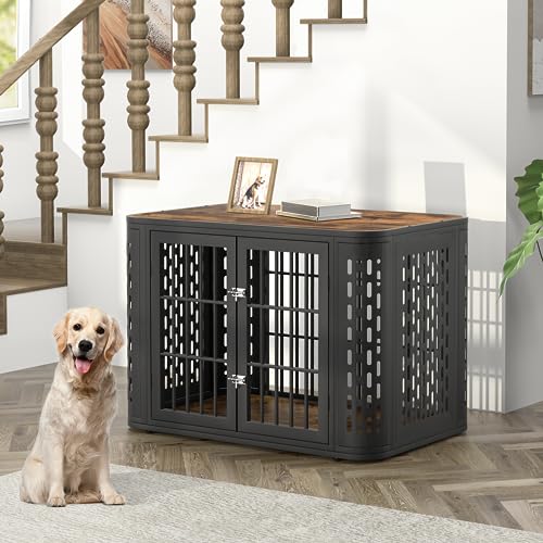 Rounded Corner Dog Crate Furniture 42 inch Heavy Duty Kennel for Medium and Large Dogs Y702