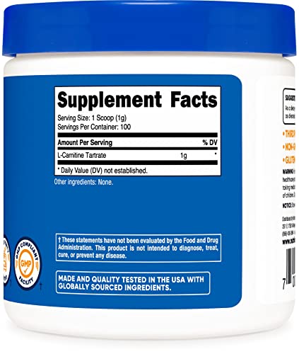 Nutricost L-Carnitine Tartrate Powder, 100 Grams K73770