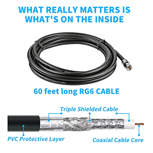 Outdoor TV Antenna Amplified HDTV 60 ft Coax Cable 150 Mile Range 4K 1080P L90927