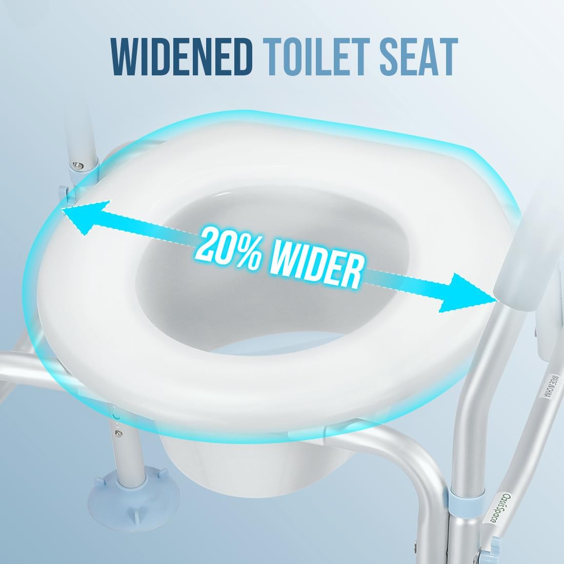 OasisSpace Stand Alone Raised Toilet Seat 300lbs with Safety Frame E2256