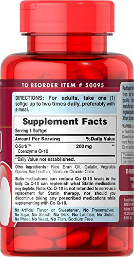 Puritan's Pride CoQ10 200mg, 240 Rapid Release Softgels E5314