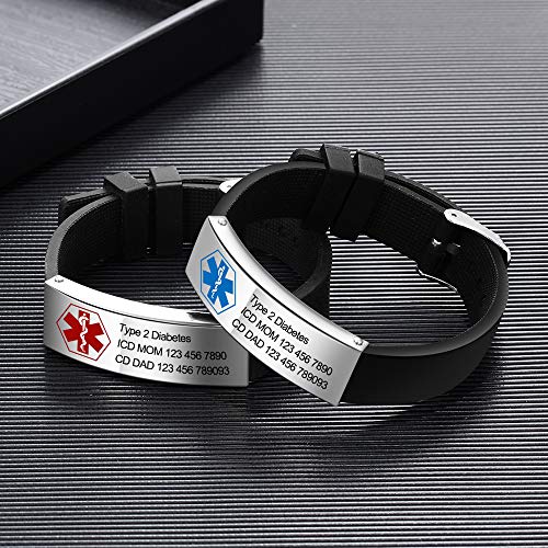 Personalized Silicone Medical ID Bracelet for Men Women Kids P774802