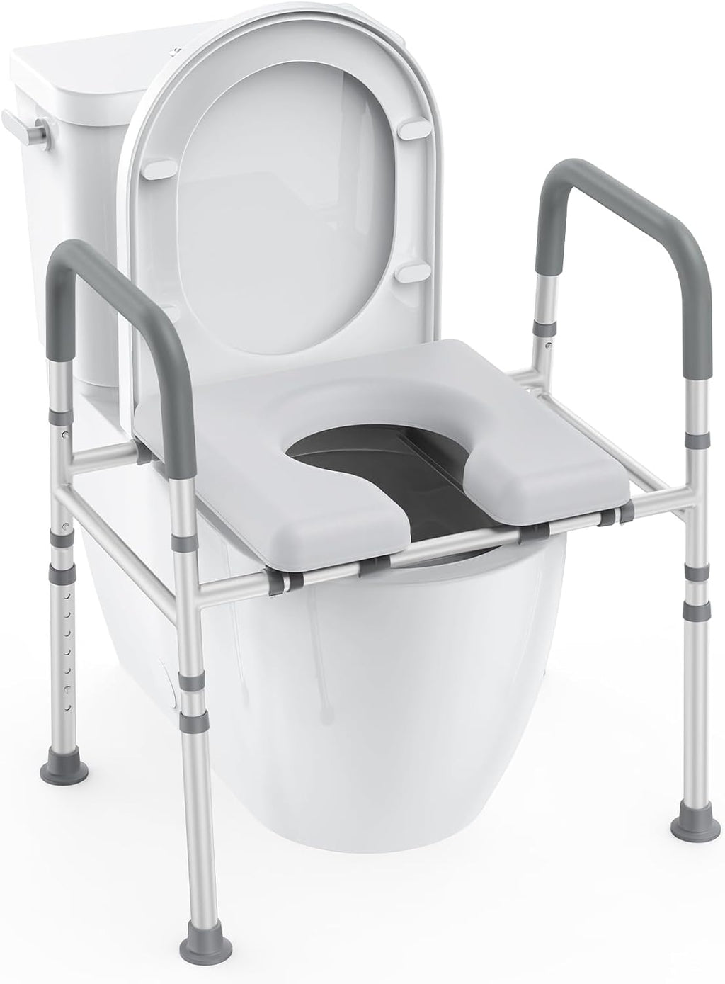 Raised Toilet Seat with Handles, Raised Toilet seat Riser with Large Soft seat Plate, Heavy Duty 400lb Adjustable Toilet seat with Safety Frame, Handicap Chair for Elderly, Senior, Pregant