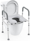 Raised Toilet Seat with Handles, Raised Toilet seat Riser with Large Soft seat Plate, Heavy Duty 400lb Adjustable Toilet seat with Safety Frame, Handicap Chair for Elderly, Senior, Pregant