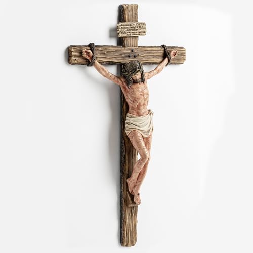 DevotedWalls 14" Hand Painted Catholic Crucifix for Wall V21624