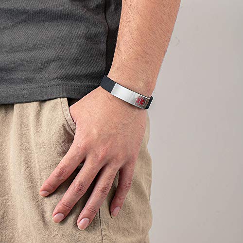 Personalized Silicone Medical ID Bracelet for Men Women Kids P774802
