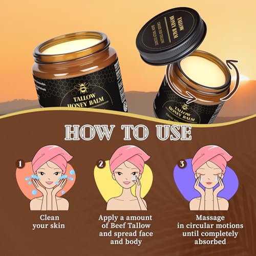 Beef Tallow and Honey Balm for Face and Body, Organic Grass-Fed, 120g B486324