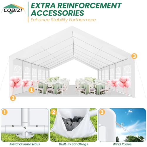 COBIZI 20x40 Party Tent Heavy Duty with Removable Sidewall, White S4012
