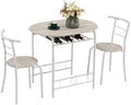 TJUNBOLIFE Compact Dining Table Set for 2  Breakfast Nook Kitchen  Dining Room Set with  Rack for Small Space (Oak and White)