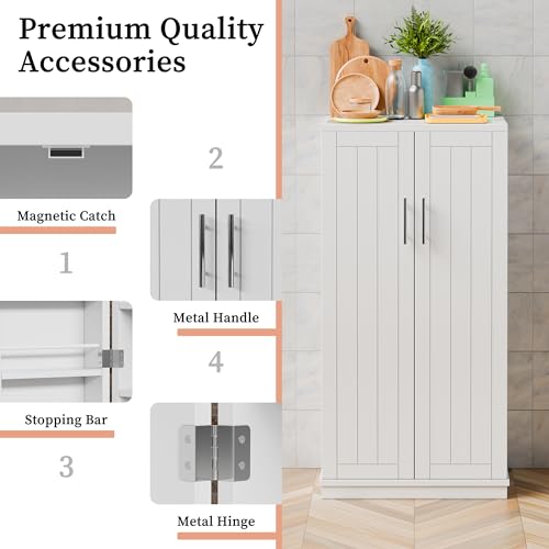 Meilocar 47in Wooden Pantry Cabinet with Doors & Adjustable Shelves, Black R582486