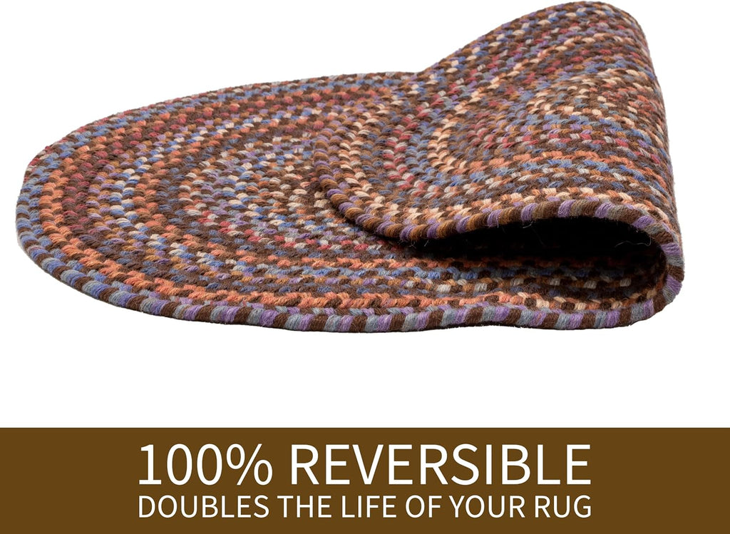 Tribeca Soft Wool Braided Rug Walnut Brown 20" x 30" Oval U70225