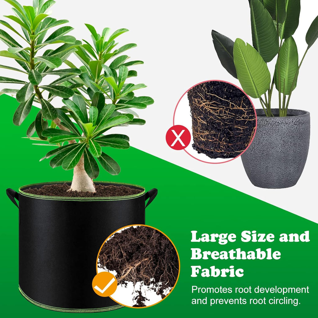 FEPITO 10 Gallon Fabric Grow Bags with Handles, 5 Pack P178