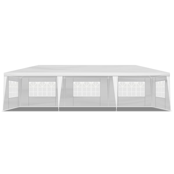 10x30 Party Tent with 8 Removable Sidewalls, Waterproof White Canopy K1981