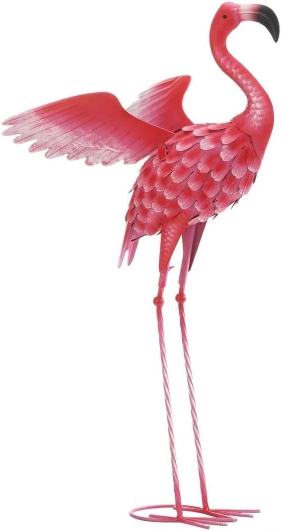Flying Flamingo Metal Garden Decor, 34 inches