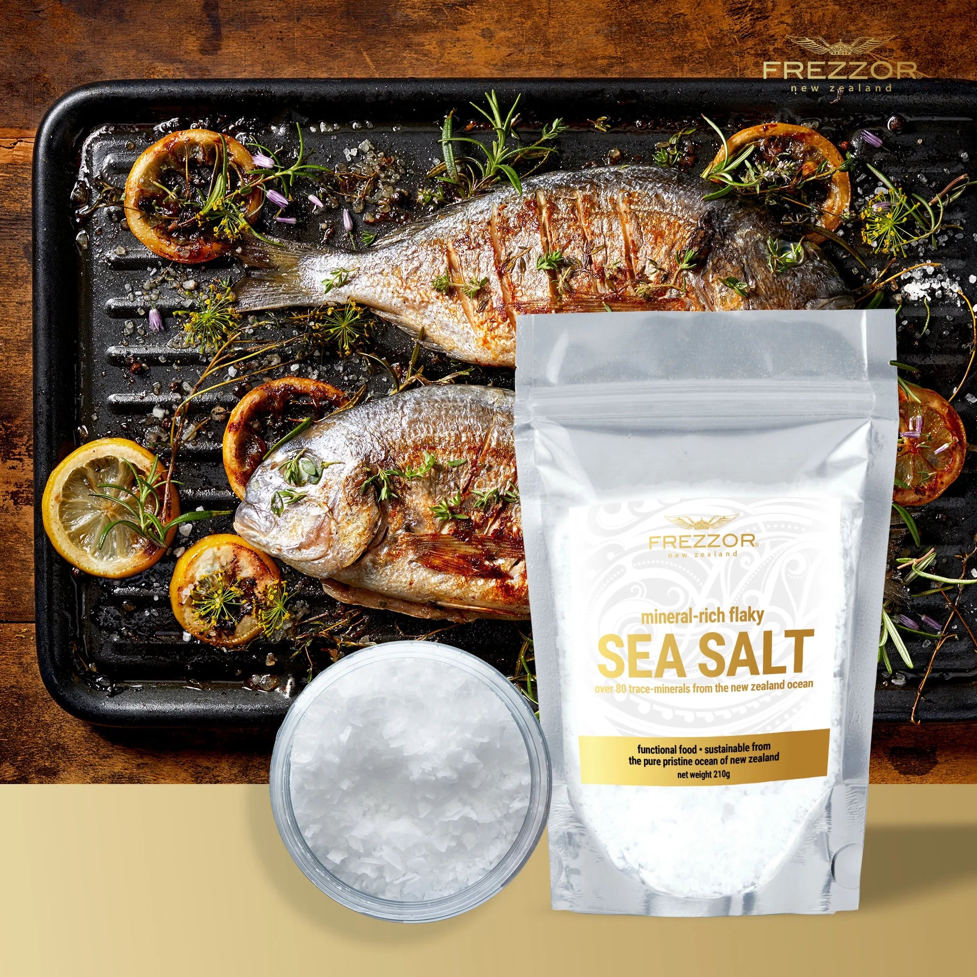FREZZOR Mineral-Rich Flaky Sea Salt, 84 Minerals, 6-Pack, 44.4 Oz C99094
