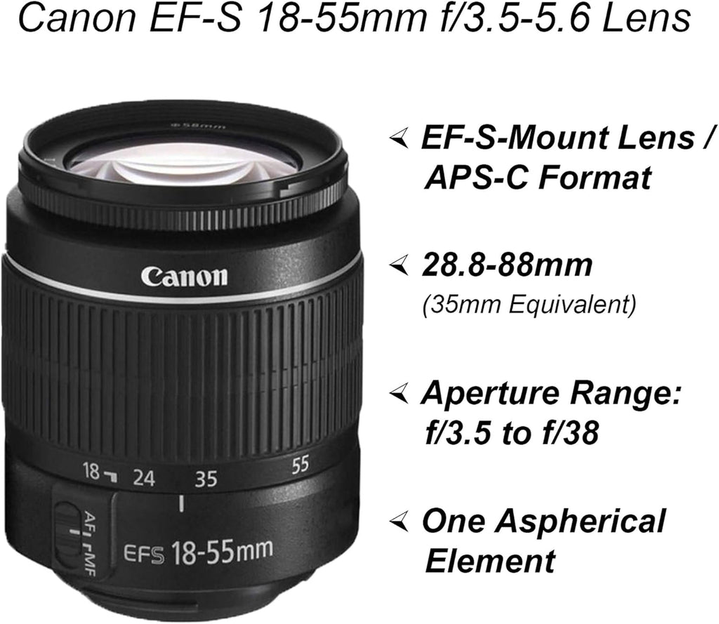 Canon EOS 2000D / Rebel T7 DSLR Camera with 18-55mm + 75-300mm Lenses, 128GB Card, Tripod & Accessories (Renewed) X1870