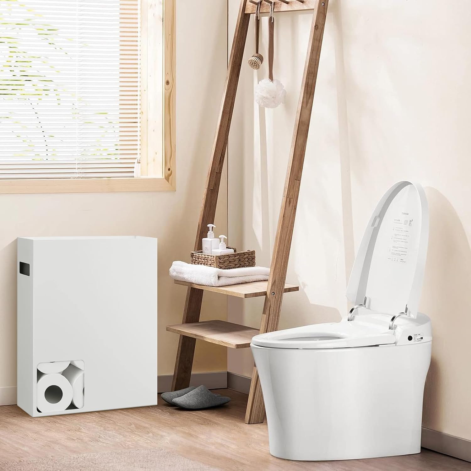 Toilet Paper Storage Organizer, 12 Rolls, White N589989