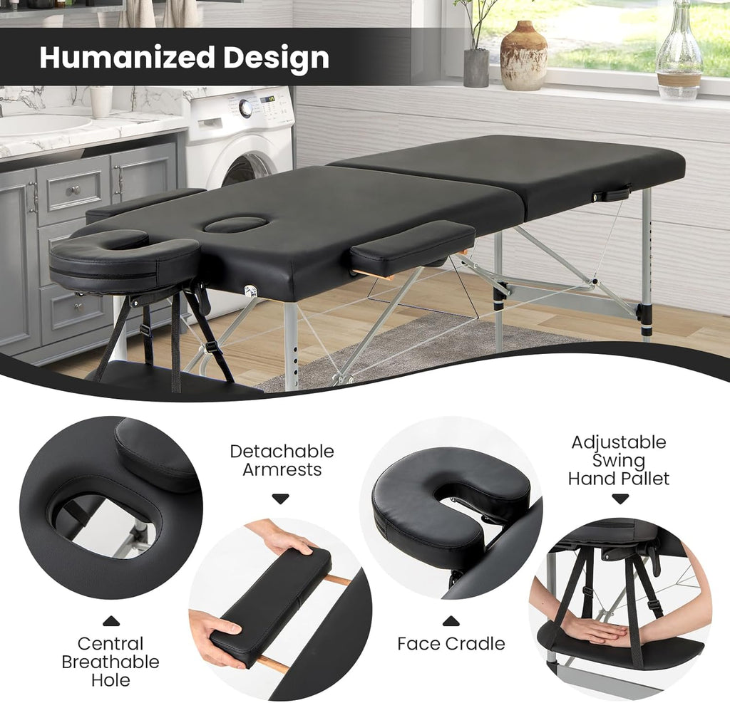 Giantex Portable Massage Table with Carrying Bag, Black Z37167