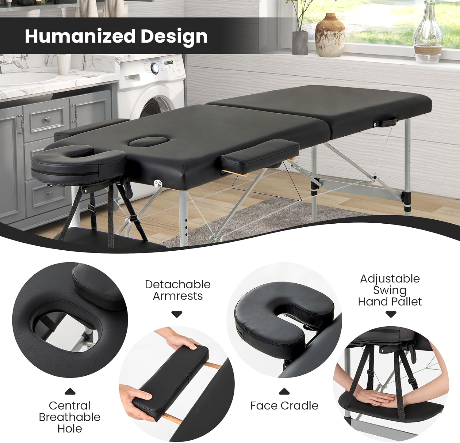 Giantex Portable Massage Table with Carrying Bag, Black Z37167