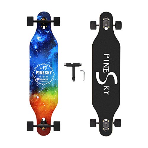 41 Inch Longboard Skateboard 8 Ply Natural Maple Complete Skateboard Cruiser for Cruising, Carving, Free-Style and Downhill with T-Tool