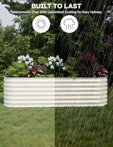 4x2x2Ft Oval Galvanized Steel Raised Garden Bed - Outdoor Metal Planter Box for Vegetables, Flowers, Herbs L43315