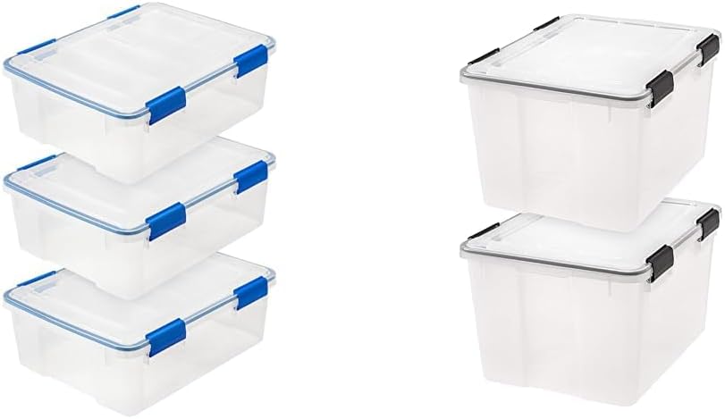 IRIS USA 26.5 Quart WEATHERPRO Plastic Storage Box with Durable Lid and Seal & USA 46.6 Quart WEATHERPRO Plastic Storage Box with Durable Lid and Seal