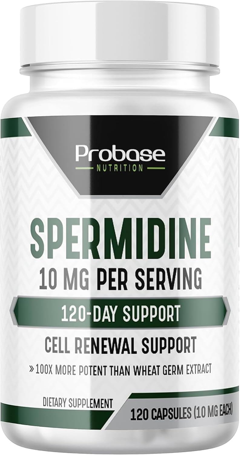 Spermidine (10mg of 99% Spermidine 3HCL - Third Party Tested) 120 Capsules - 100x More Potent Than Wheat Germ Extract, Telomere Health and Aging 120-Day Supply - As efficient as NMN