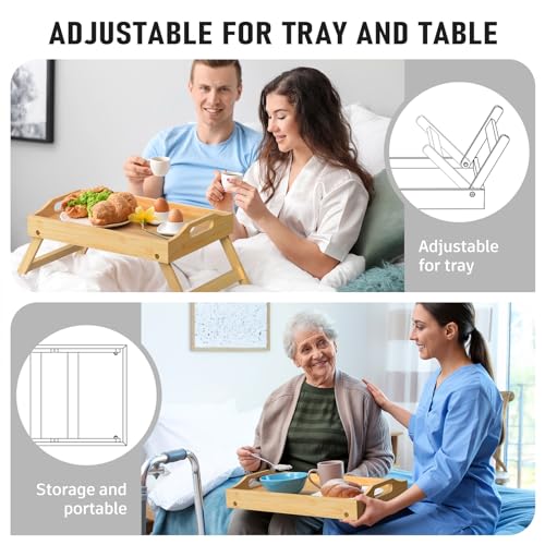 Bamboo Breakfast Bed Tray with Folding Legs D6004