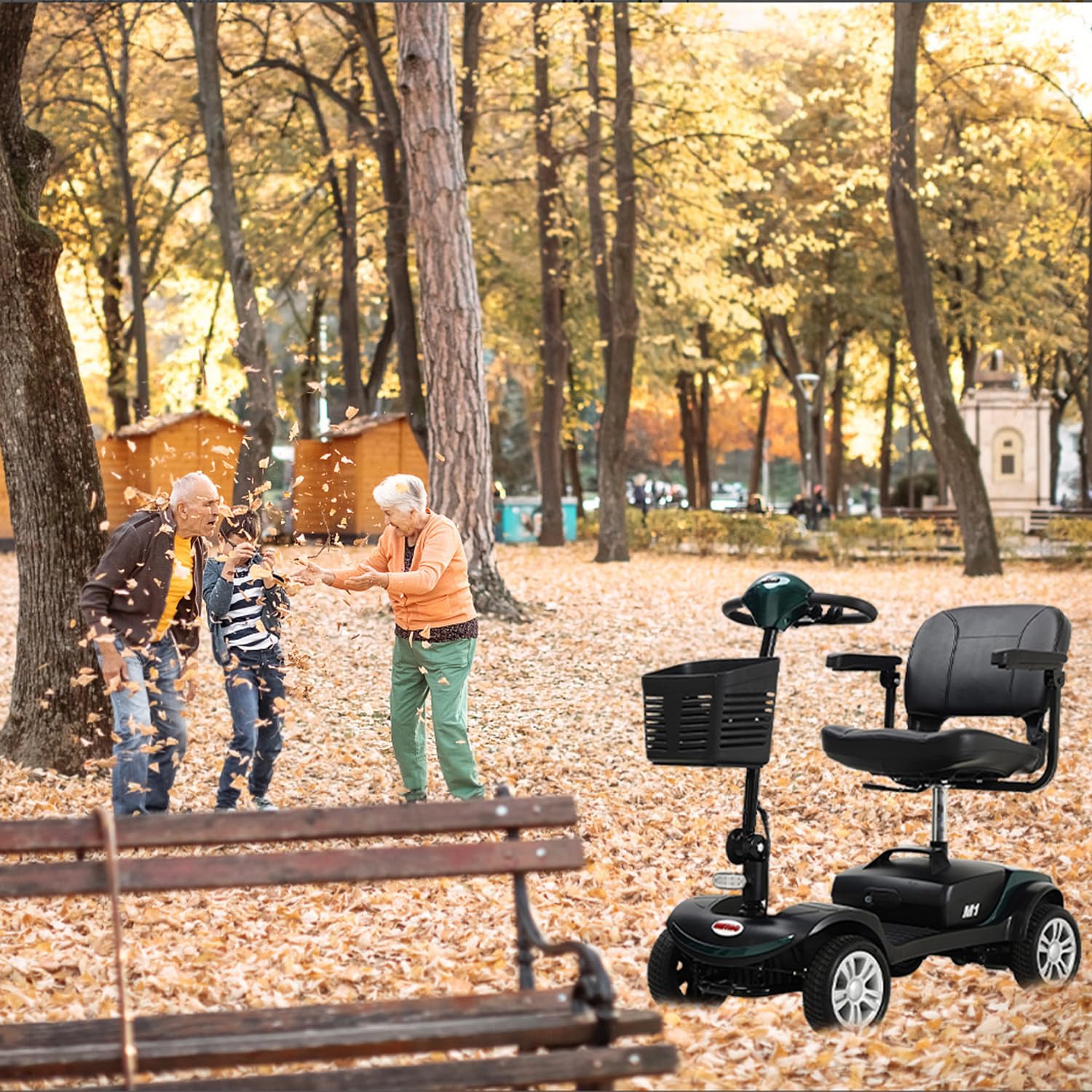 Electric Mobility Scooter for Adults with Seat, 300 lbs Capacity, Green U439785