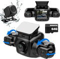 4 Channel Dash Cam Front and Rear Inside Left Right FHD 1080P Dash Camera for Cars, Built-in WiFi, Free 64GB Card