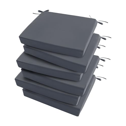 Outdoor Chair Cushions Set of 4, Waterproof Patio Seat Cushions with Ties, Black A5741